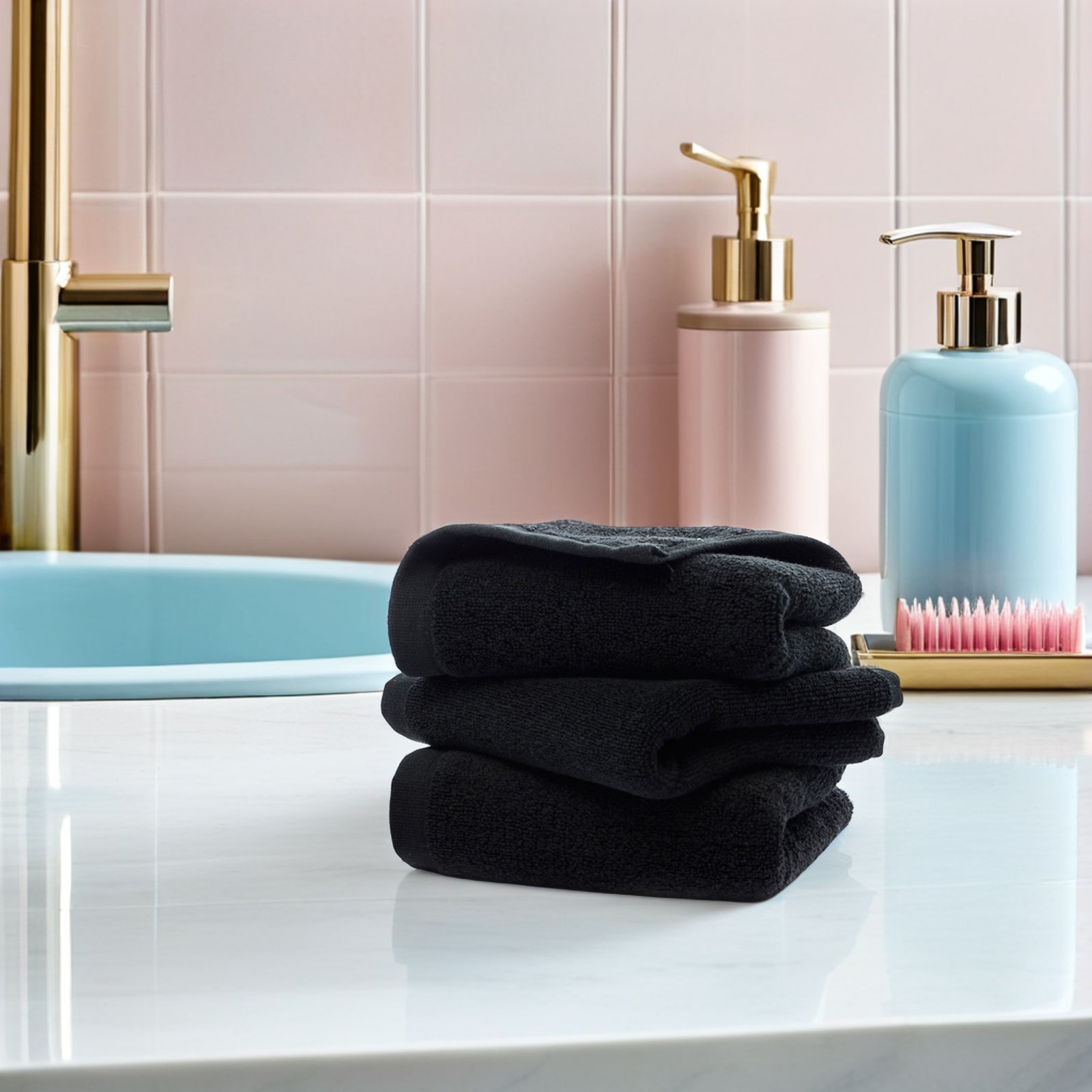 Spa Towel - Toalha de Mão de Algodão Preto,