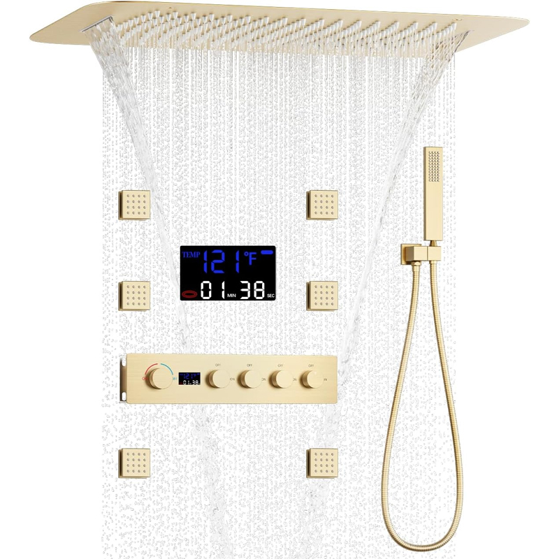 Body Brush - Latão escovado ouro display digital sistema